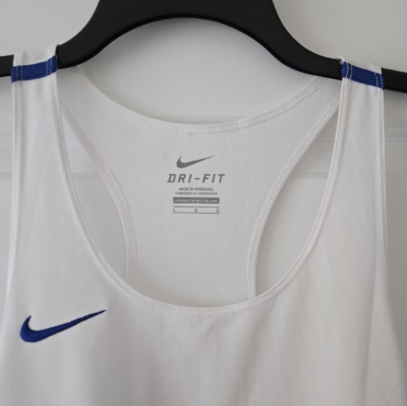 Nike Dri-Fit Tank Top, White with Blue Design, Size Large - Picture 2 of 3